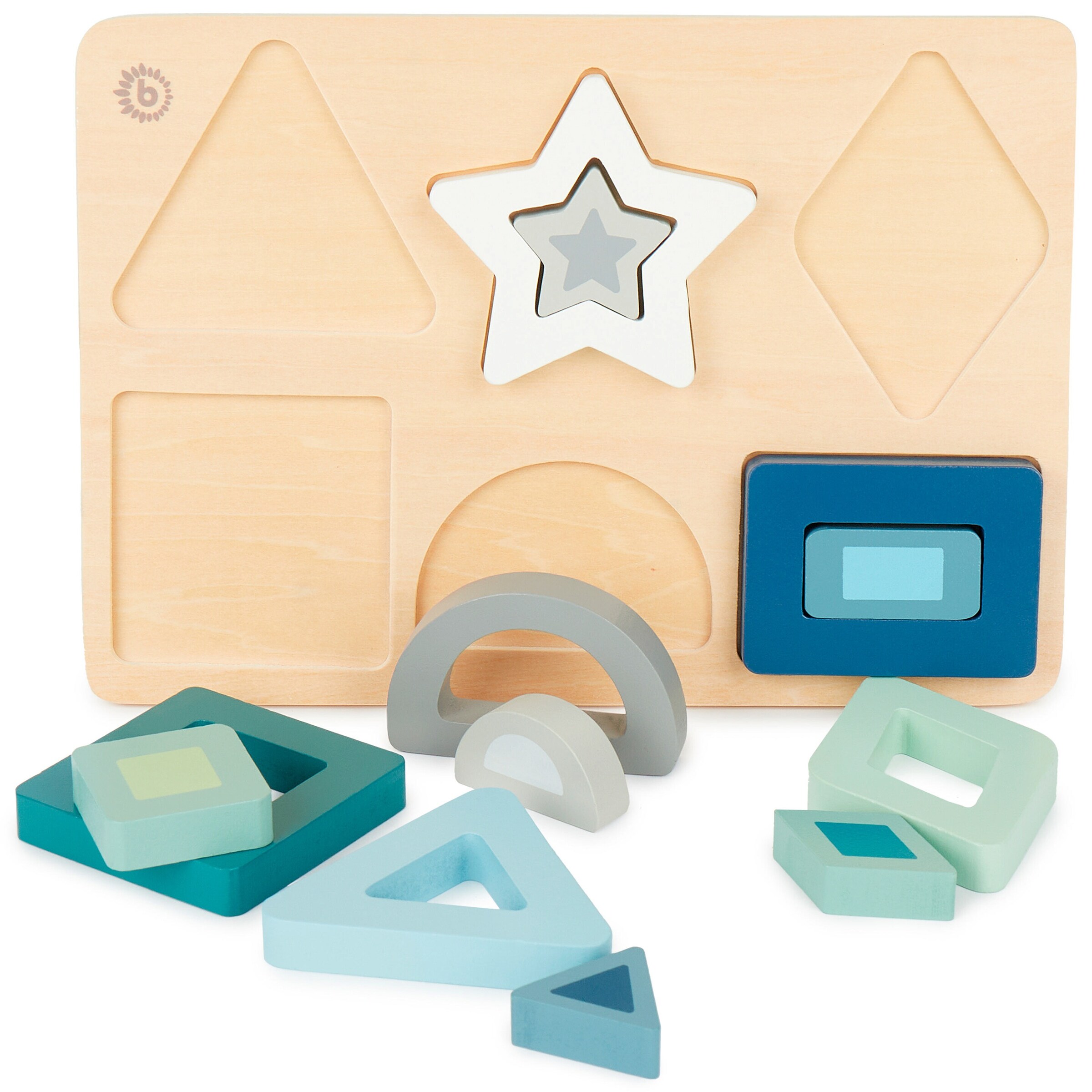 Bieco Geometrisches Puzzle aus Holz - ab 12 Monate Blau