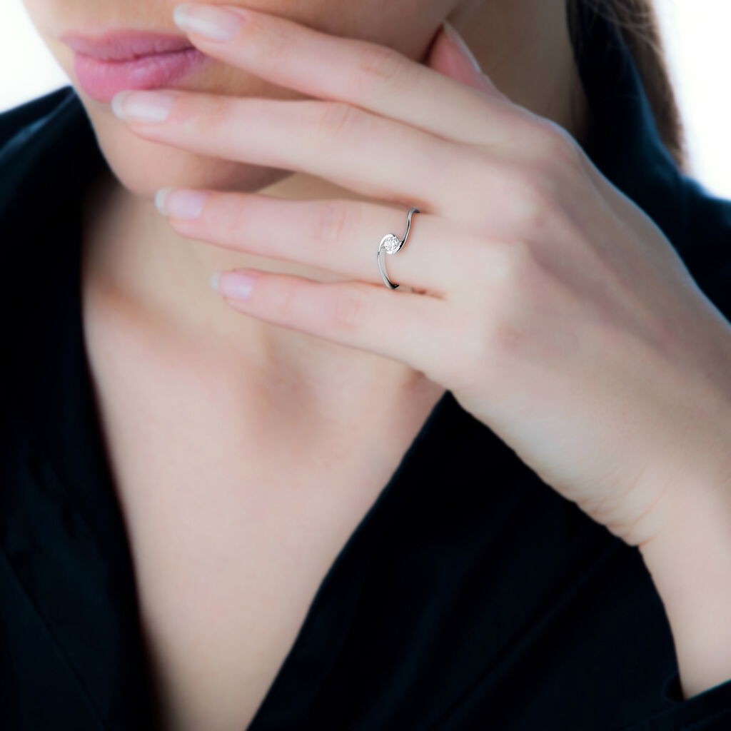 Bague Solitaire Vrille Or Blanc Diamant