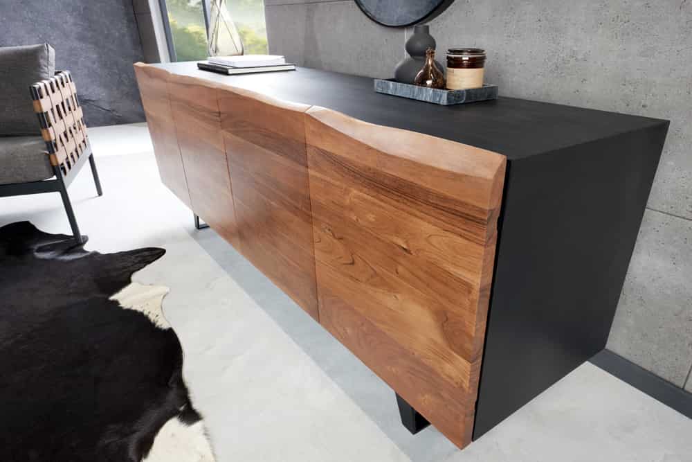 Industrial Design Sideboard ORGANIC ARTWORK 180cm Akazie Massivholz Eisengestell