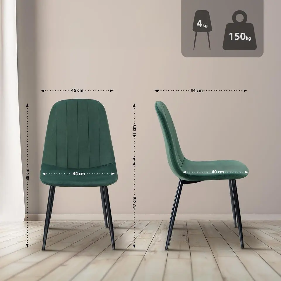 CLP Eetkamerstoel Baxter zwart Frame - Metaal - groen