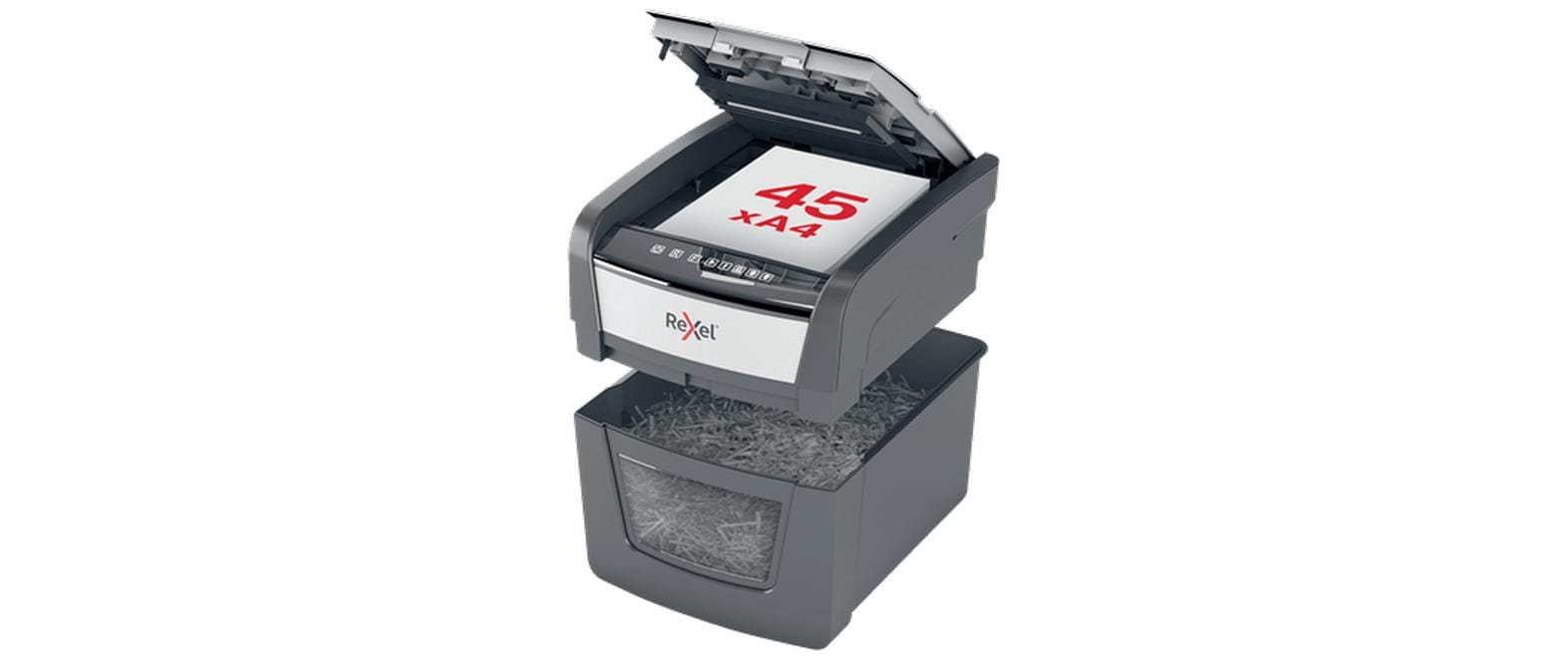 Aktenvernichter Optimum AutoFeed+ 45X P-4, 45 Seiten<br>Automatischer Schredder (auto) für sichere Vernichtung vertraulicher Unterlagen (bis zu 45 Blatt)