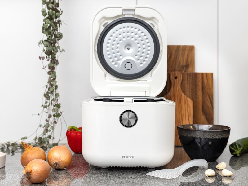 FURBER Reiskocher SAN Induktion 3 L, Weiss Innovative Technologie für perfekt gekochten Reis im Handumdrehen