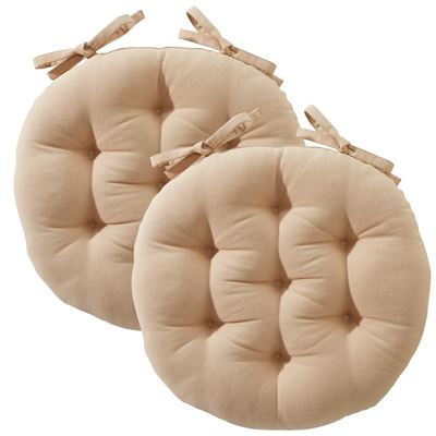 Galette de chaise capitonnée ronde - Lot de 2