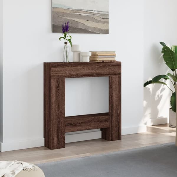 vidaXL Peisramme brun eik 81x18x82 cm konstruert tre