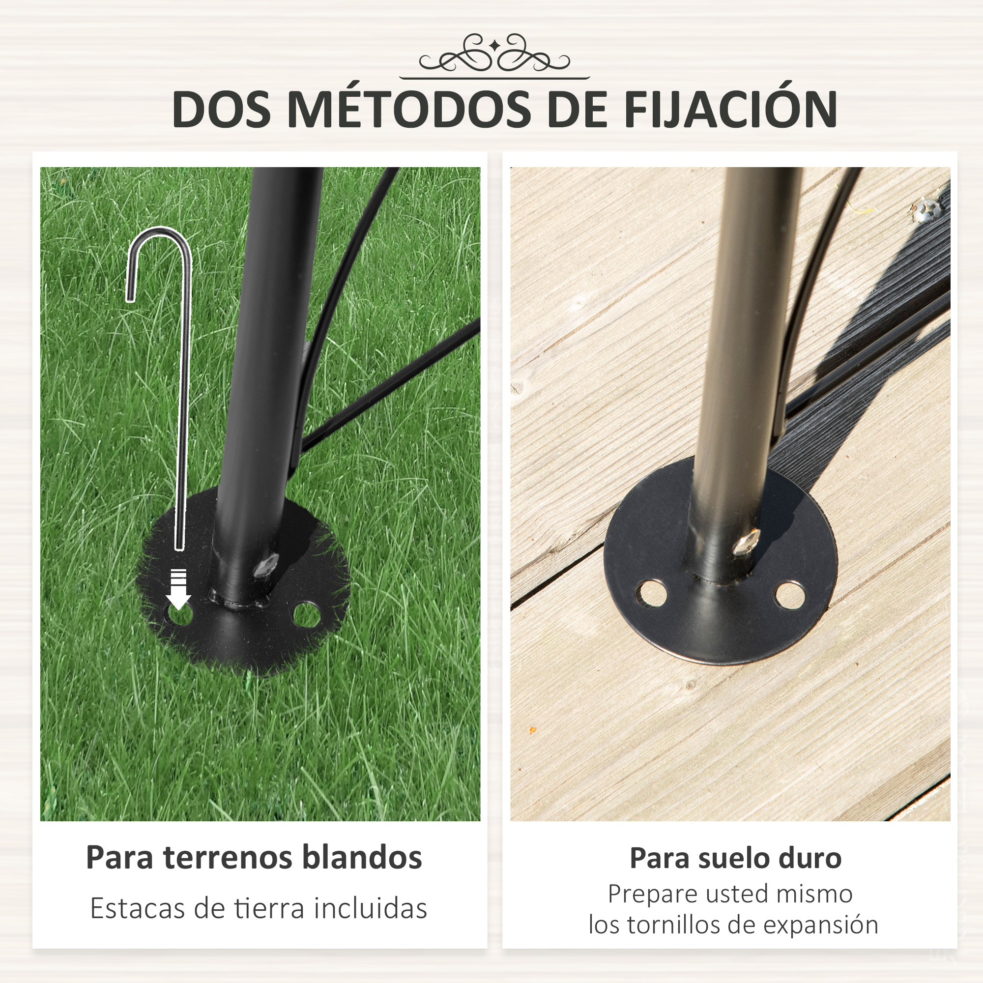 Arco de jardim preto Outsunny