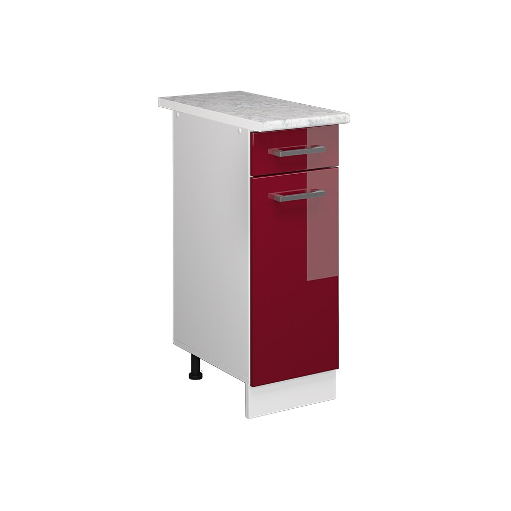 Vicco Schubunterschrank Küchenschrank Küchenzeile R-Line 30 cm Weiß Bordeaux Tür Schublade Arbeitsplatte