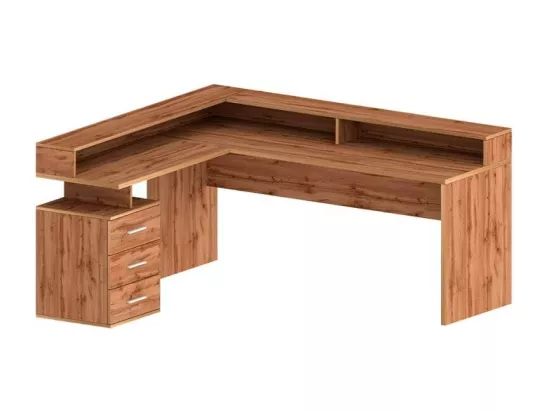 Bureau d'angle moderne 160-180x60 3 tiroirs 2 niveaux SOPHIA