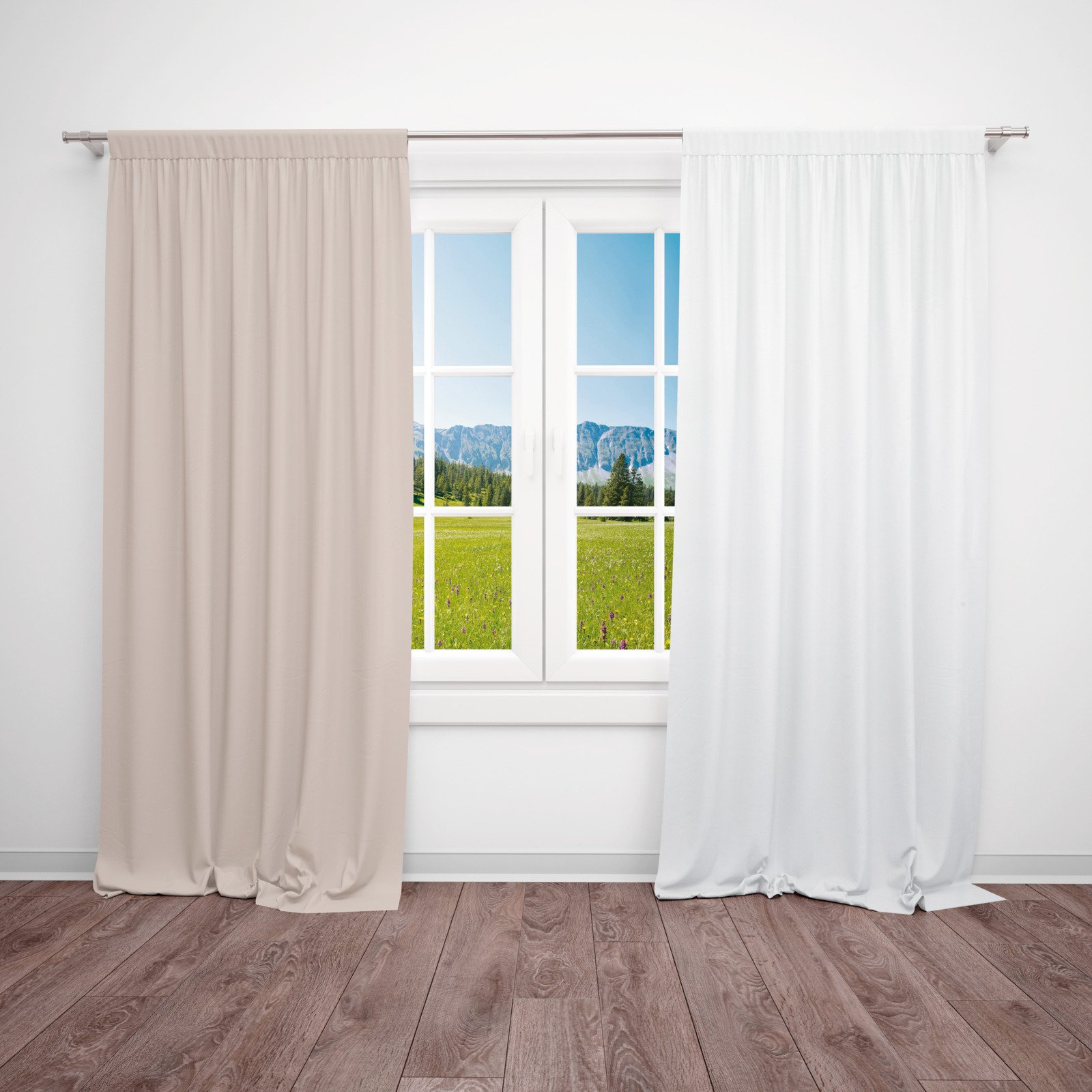 Fertigvorhang Dolly 140 x 245 cm mit Universalband weiss