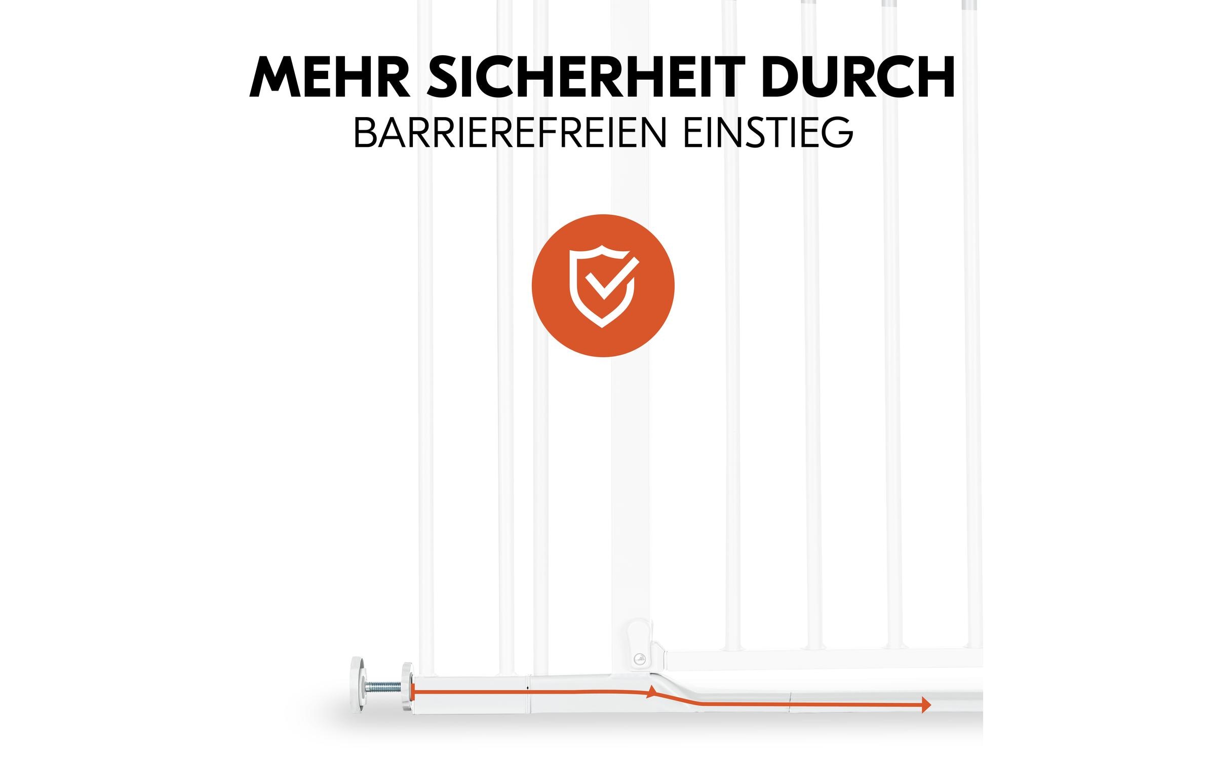 Türschutzgitter Clear Step Autoclose 2 +9 cm WeissBarrierefreies, automatisch schliessendes Tür- und Treppenschutzgitter-Set