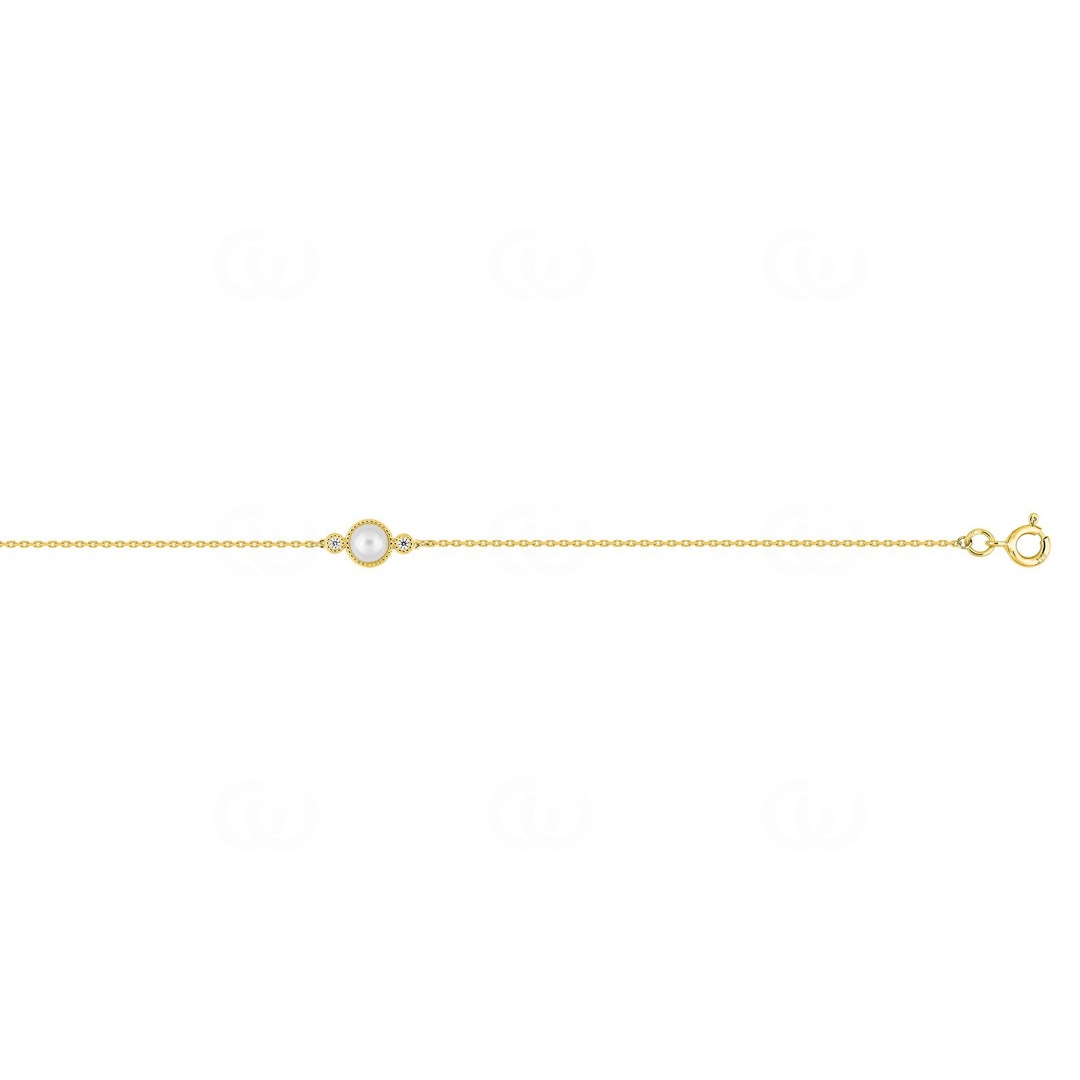 Armband 750/18 K Gelbgold mit Süsswasserzuchtperle & Diamanten 0.03 ct