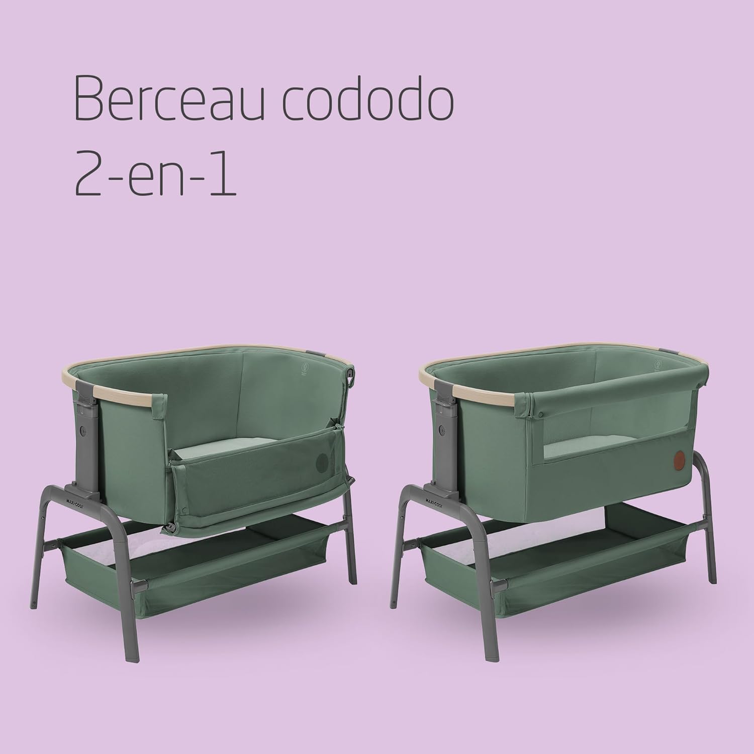 Maxi-Cosi Iora Berceau Cododo, Lit Cododo Bebe Pliable, 0-6 Mois, 9 kg Max, 4 Inclinaisons et 5 Hauteurs, Système Coulissant, Matelas Confort, Grand Panier, Facile à Transporter, Essential Graphite