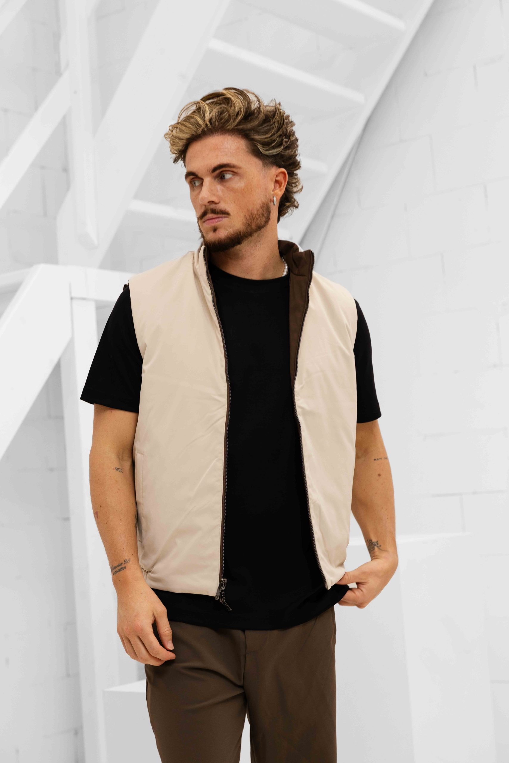 Cou7ure Essentials Reversible Reflection Bodywarmer Heren Bruin/Beige