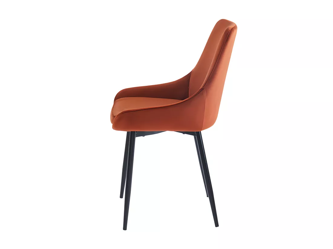 Lot de 6 chaises - Velours et métal noir - Terracotta - MASURIE
