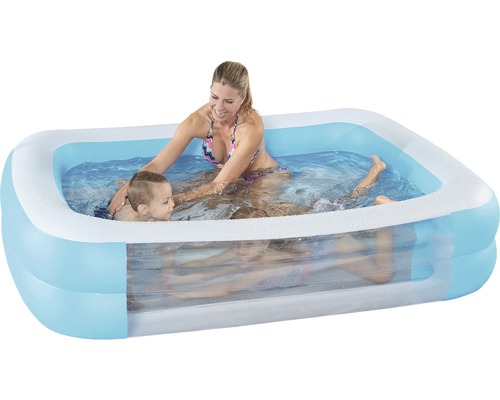 Kinderzwembad familiebad 200 x 150 x 50cm met kijkvenster blauw