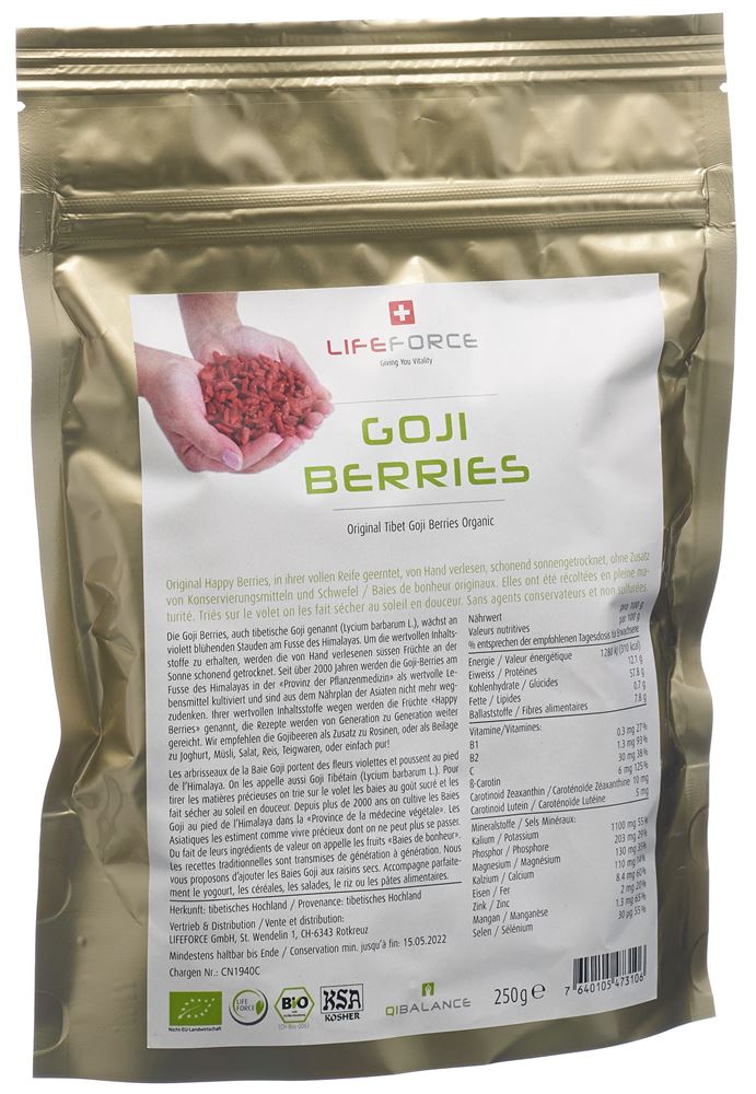 QIBALANCE Goji Berries<br>250 g, Beutel, getrocknet Bio