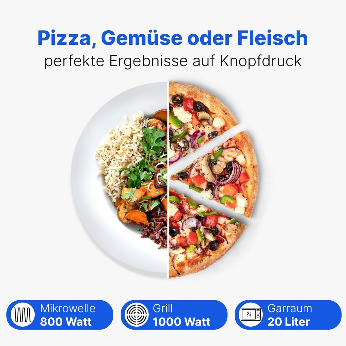 Bomann Einbaumikrowelle mit Grill | 60cm | 800W Mikrowelle | 1000W Grill | inkl. Grillrost und Drehteller | 20L Einbau Mikrowellengerät | MWG 2215 EB inox