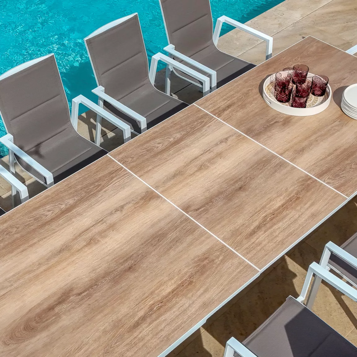 Table de jardin extensible en aluminium 10 places (260 x 96 cm) Amalfi Blanc