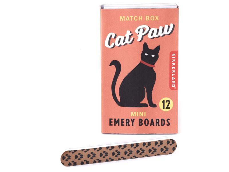 Kikkerland Nagelfeile Cat Paw Match Box Emery Boards 12 Stü Sandblattfeilen