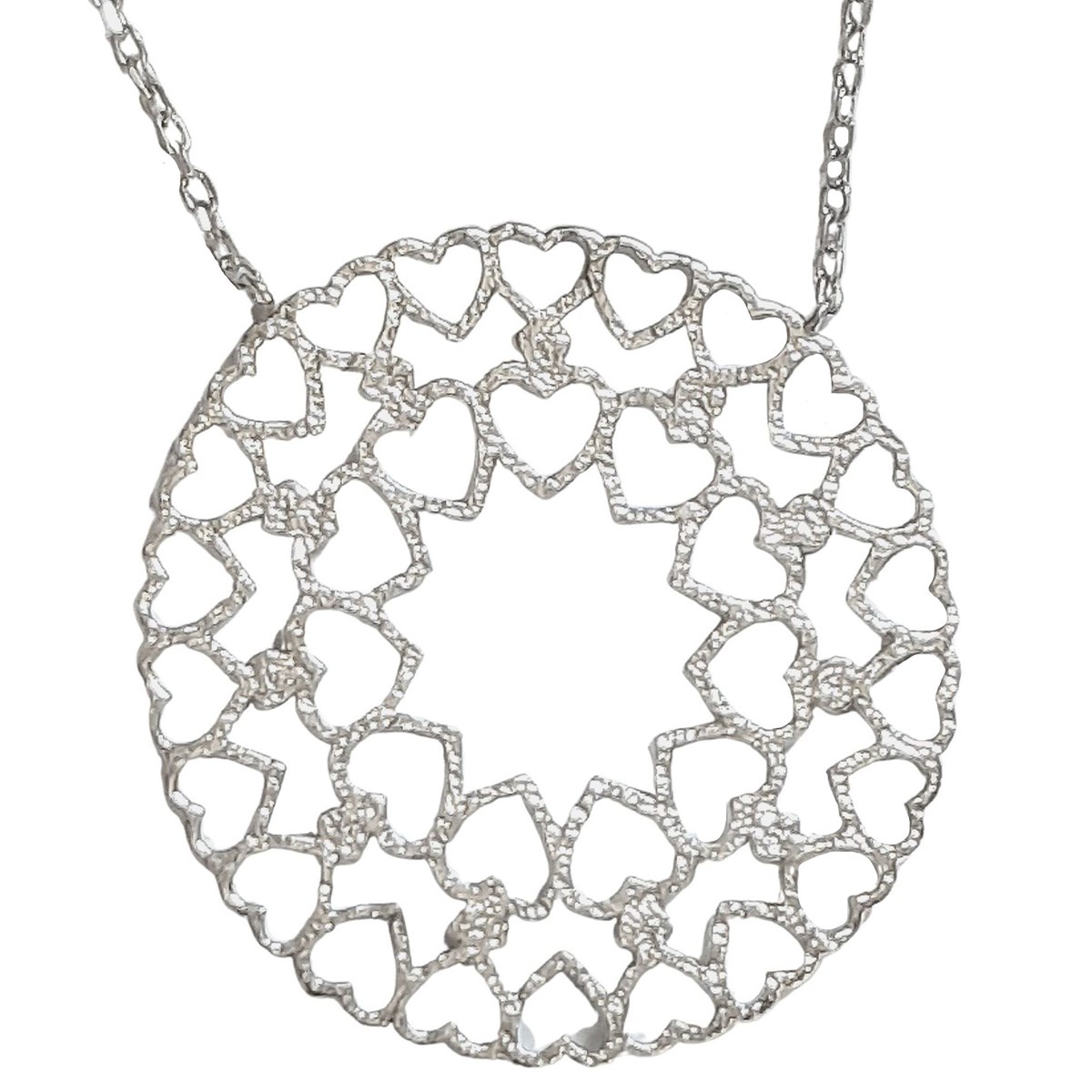 Collier femme médaille multitudes de coeurs en argent 925°/00 - 45cm