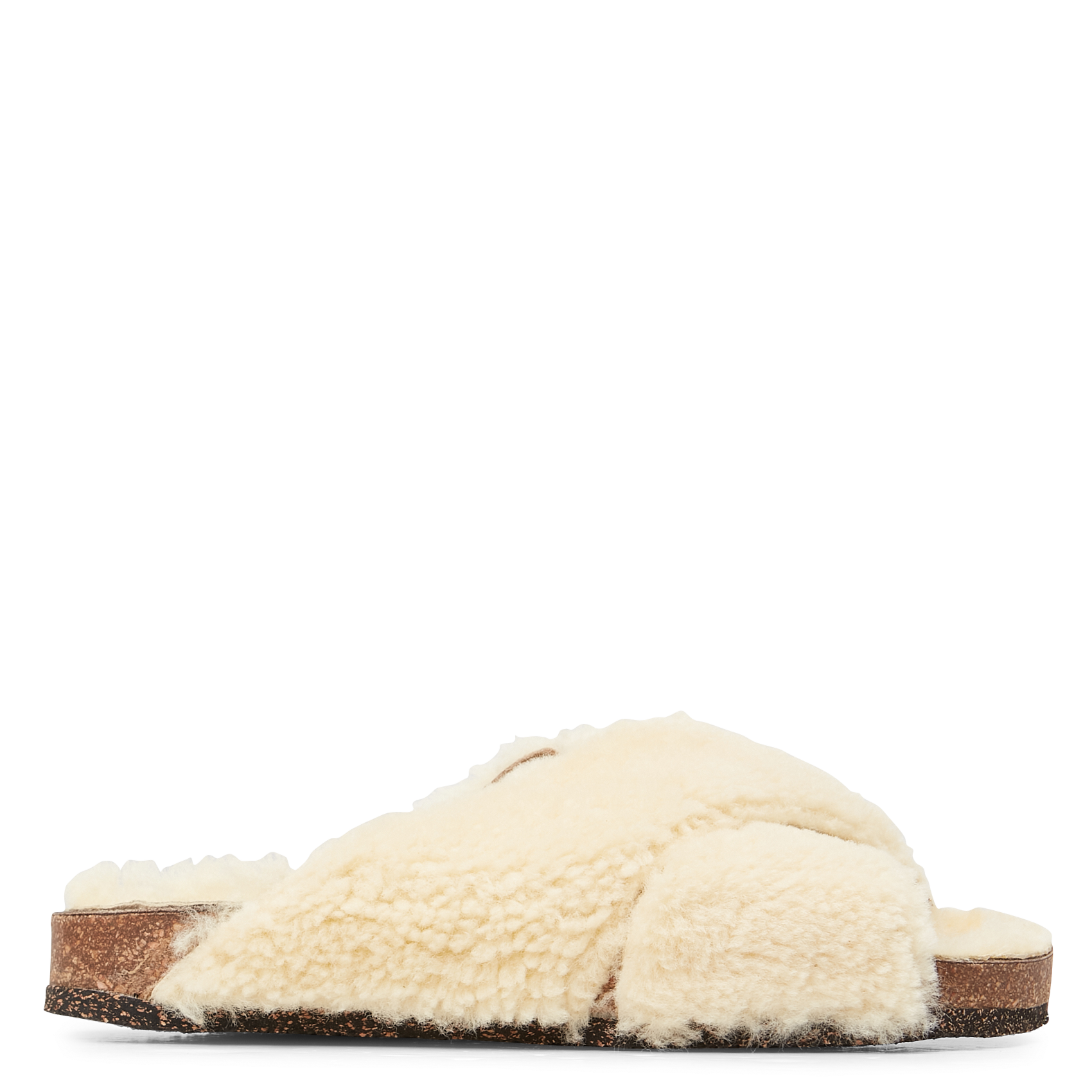 Sandales fourrée en cuir| Beige