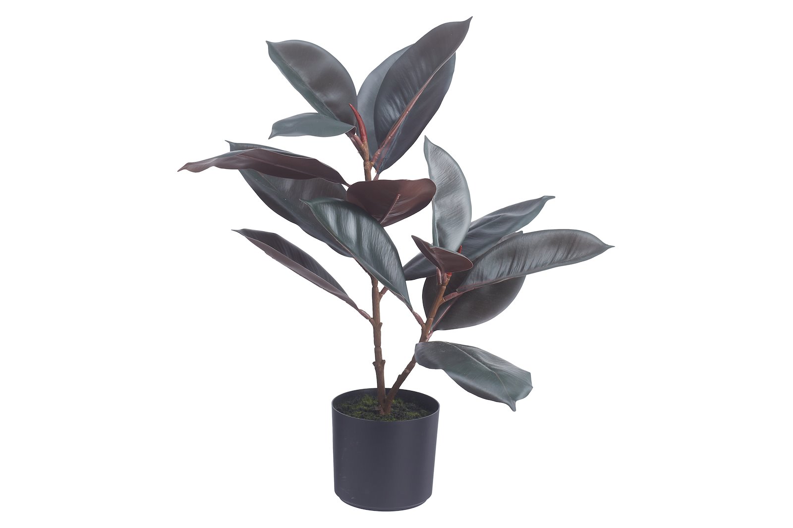 Rubber potteplante Mørk grønn/rød H58 cm