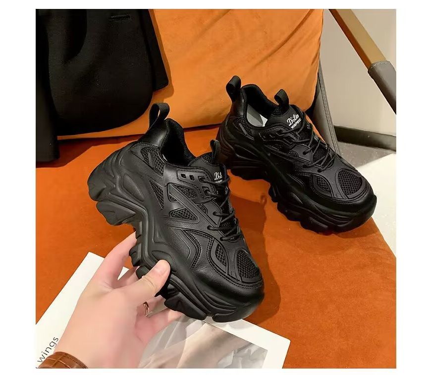 caneik - Sneakers met effen platformpaneel en mesh