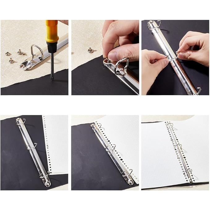 (29cm) Metall Ersatz A4 Ring Buchbinder DIY Papier Kombi D-Mechanik mit 4 Ringen für Schule / Büro / Uni - Silber