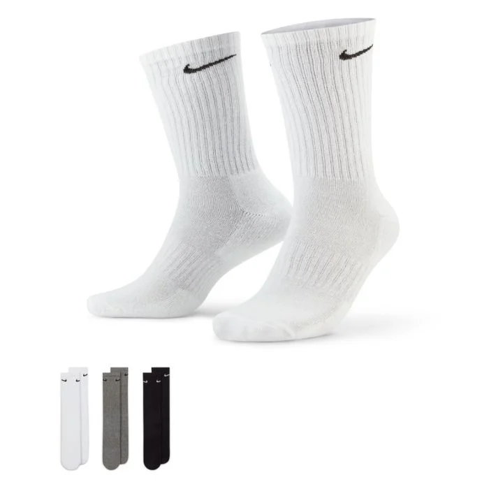 Nike Unisex Strømper Everyday Cushioned Crew Socks 3-Pack Sort
