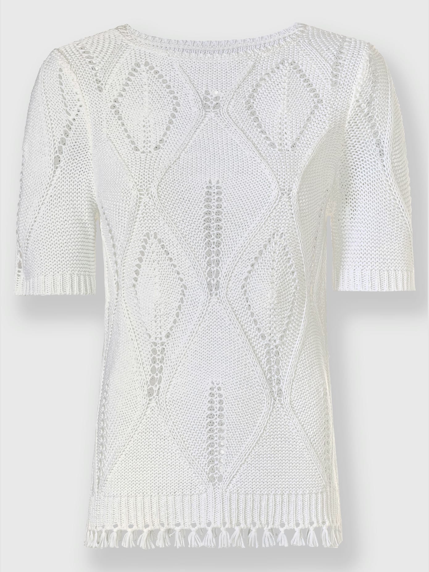 Pull ajouré fil fantaisie facile d'entretien