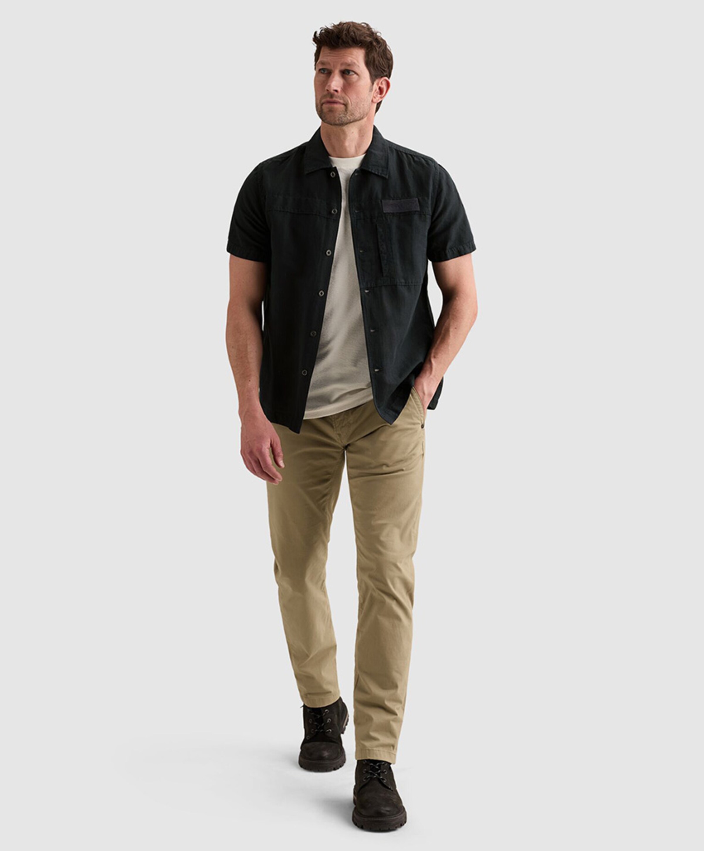 PME Legend Heren overhemd korte mouw blauw