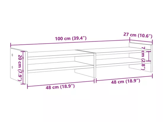 Support de moniteur noir 100x27x20 cm bois d'ingénierie