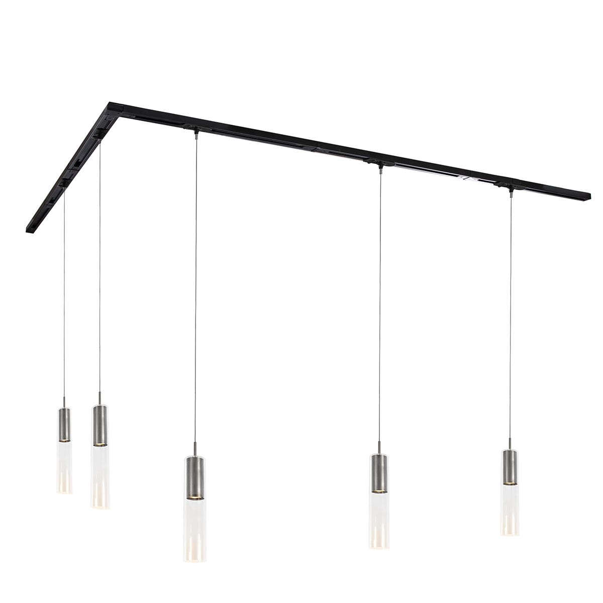 Modern railsysteem met 5 hanglampen gunmetal 1-fase - Iconic Lloyd