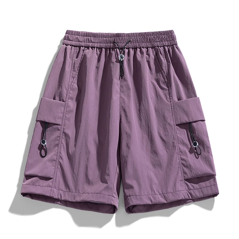 Derbundy - Mid Rise Plain Cargo Shorts