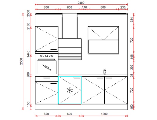 CONCEPT1 - Pack Cuisine ASTUCIO 1 NOIR MAT - 240CM