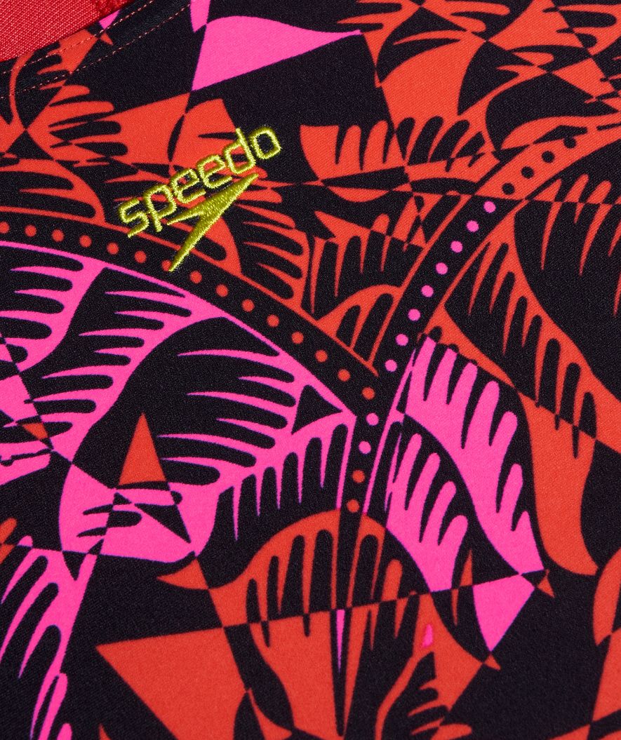 Speedo badedragt til piger - Allover Digital Splashback - Rød/pink