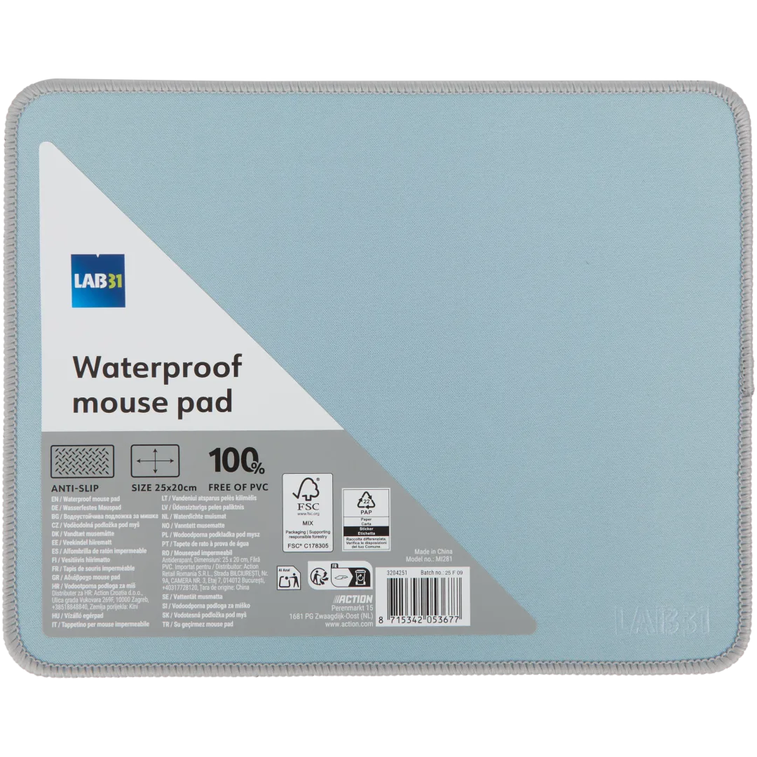 Lab31 waterproof muismat 25 x 20 cm | diverse kleuren
