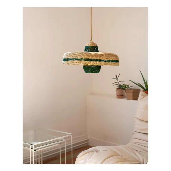 Golden Editions Suspension Hatter + Lantern tissé à la main  | Vert