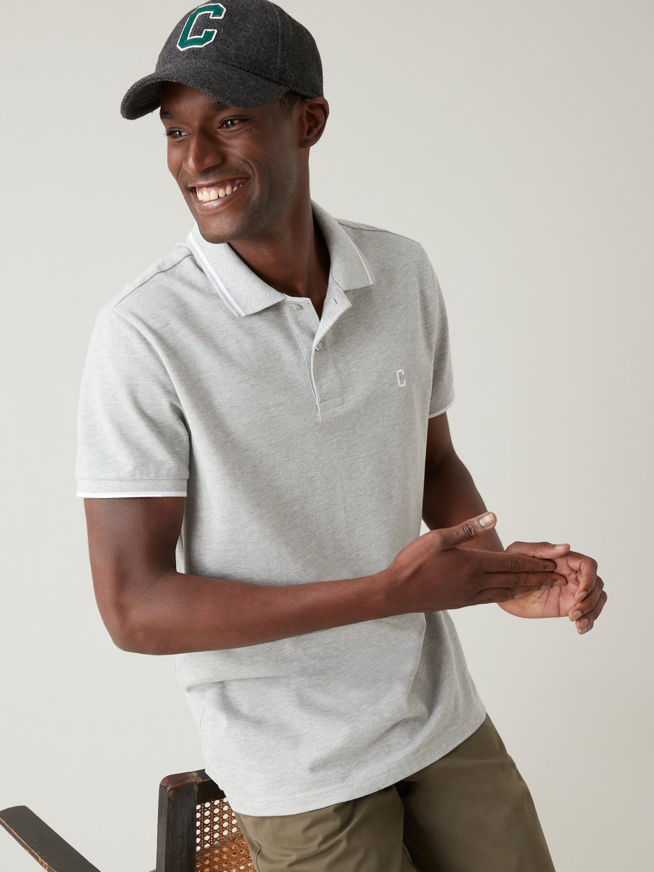 Polo maille piquée bicolore homme - coton bio