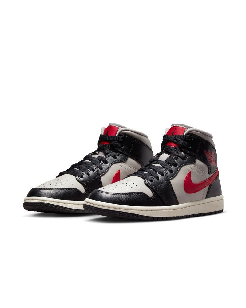 Chaussures Nike Air Jordan 1 Mid Noir/Gris/Rouge pour femme