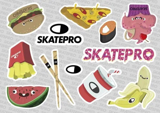 SkatePro Klistermærkeark - Stickers Løbehjul