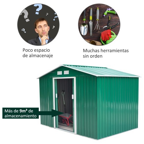 Casinha de jardim metálica Outsunny, verde