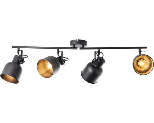 Plafondspot, 4-lichts, HxBxD 18x76x30 cm, zand/zwart