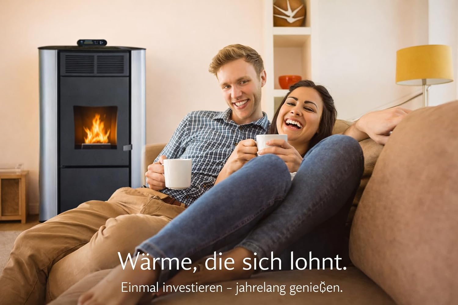 NEMAXX® P18 Wasserführender Hydro-Pelletofen 18 kW bis 300 m³ – BAFA/förderfähig–Zentralheizung – A+ 40 kg Tank – Wasser 12,5 kW – bis 18 Std. Laufzeit – ECO, Automatik, Wochentimer, Wi-Fi Ready – Rot