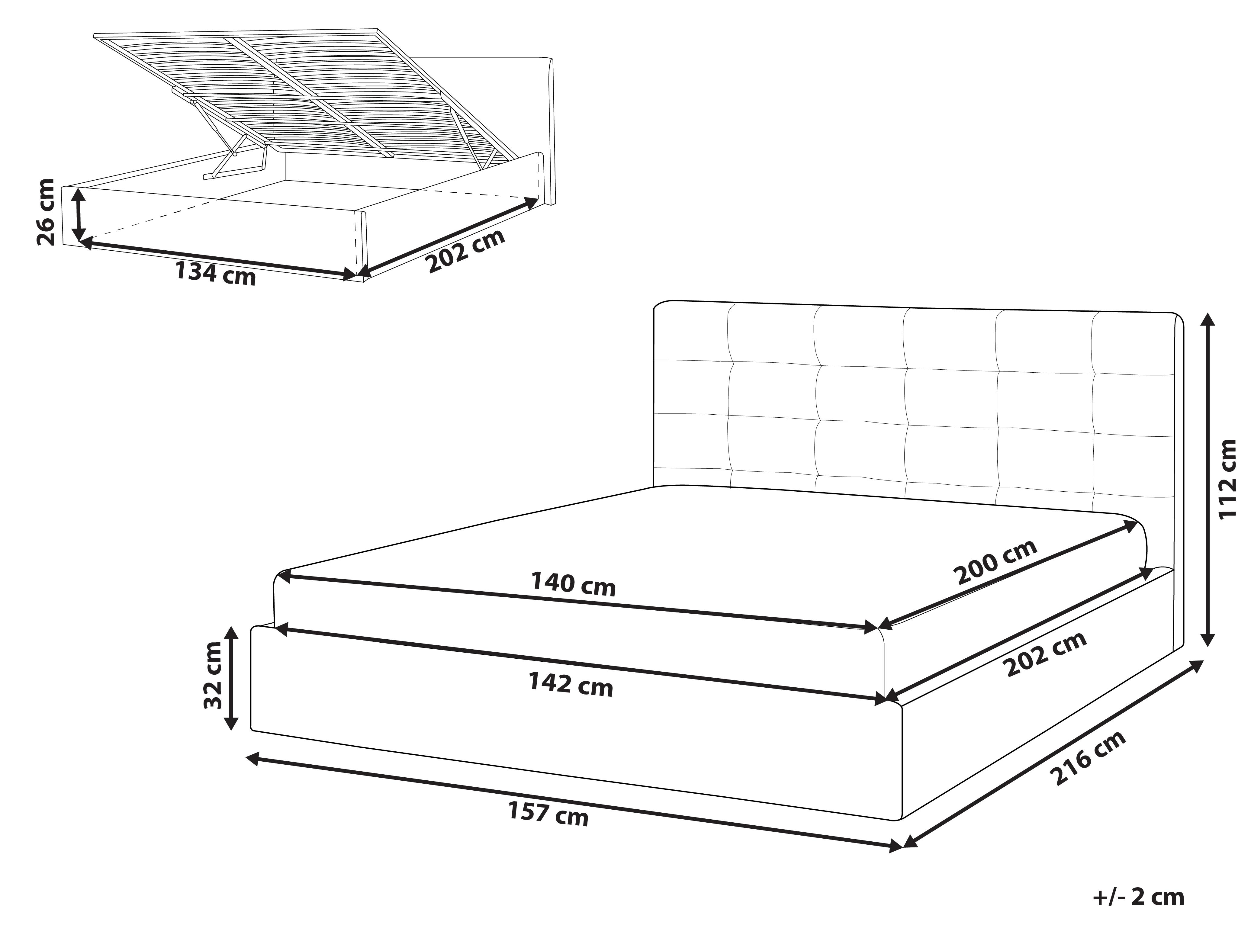 Bed met opbergruimte Bouclé LORIENT 140 x 200 cm Groen