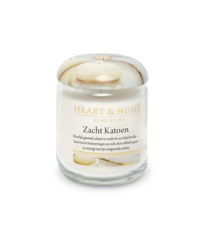 Heart & Home Middelgrote Geurkaars - Zacht Katoen 1st