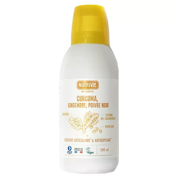 Nutrivie Cúrcuma, Gengibre e Pimenta Preta para Alívio das Articulações e Antioxidante 500ml