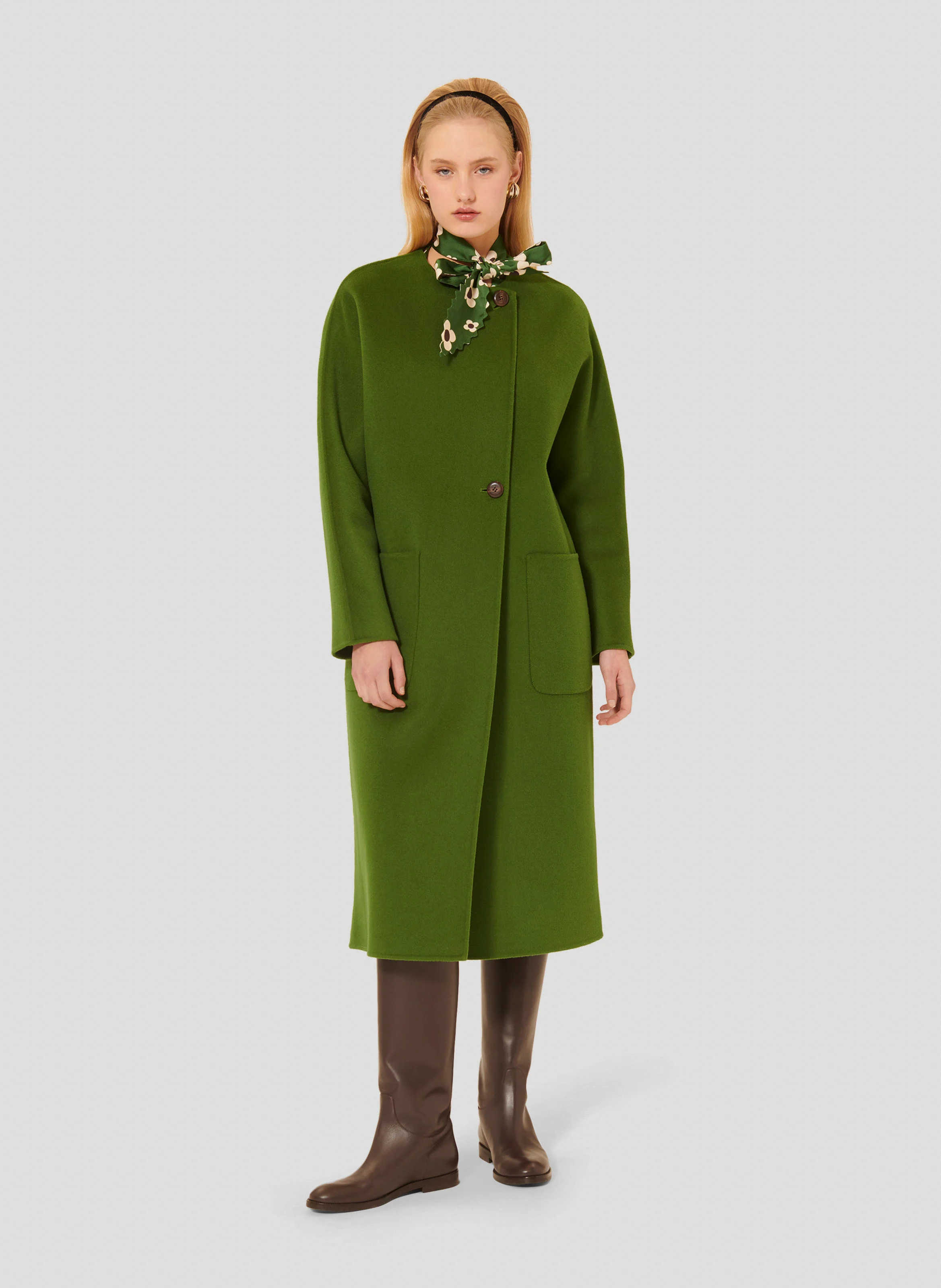 MARA - Manteau oversize en laine mélangée | Vert