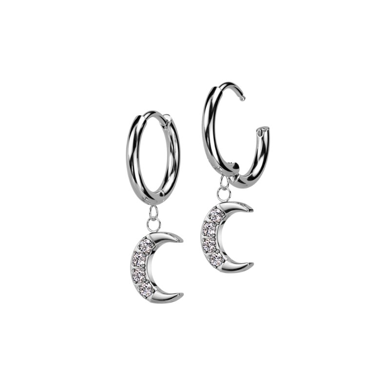 Anneau de piercing clicker avec charms lune acier