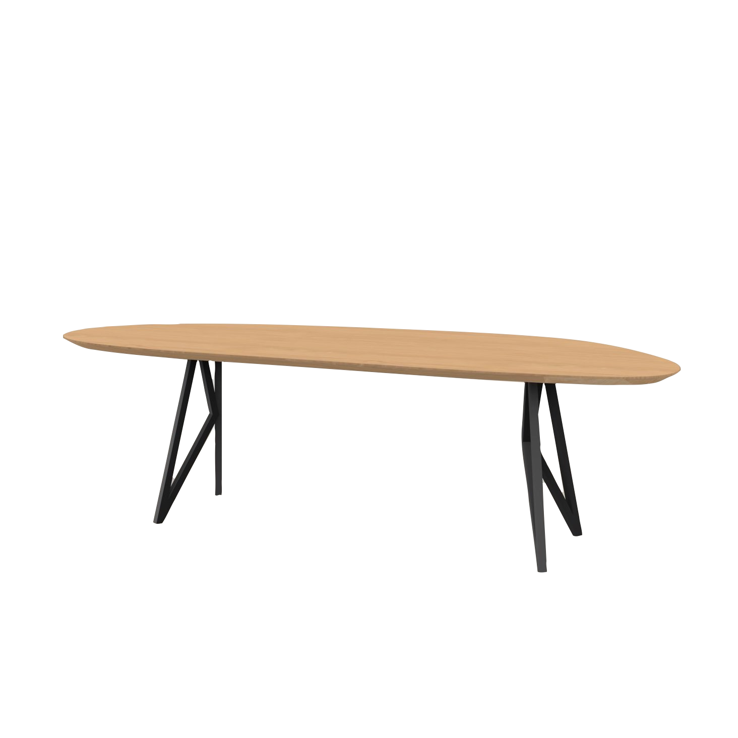Studio HENK tafel Butterfly Blob - zwart frame, hardwax light 3041 300 x 100 | HWO NL 3041 | Verjongde Rand | Frame Zwart