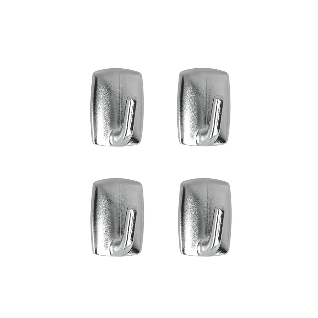 Lot de 4 crochets adhésifs carrés chromés 2x3cm